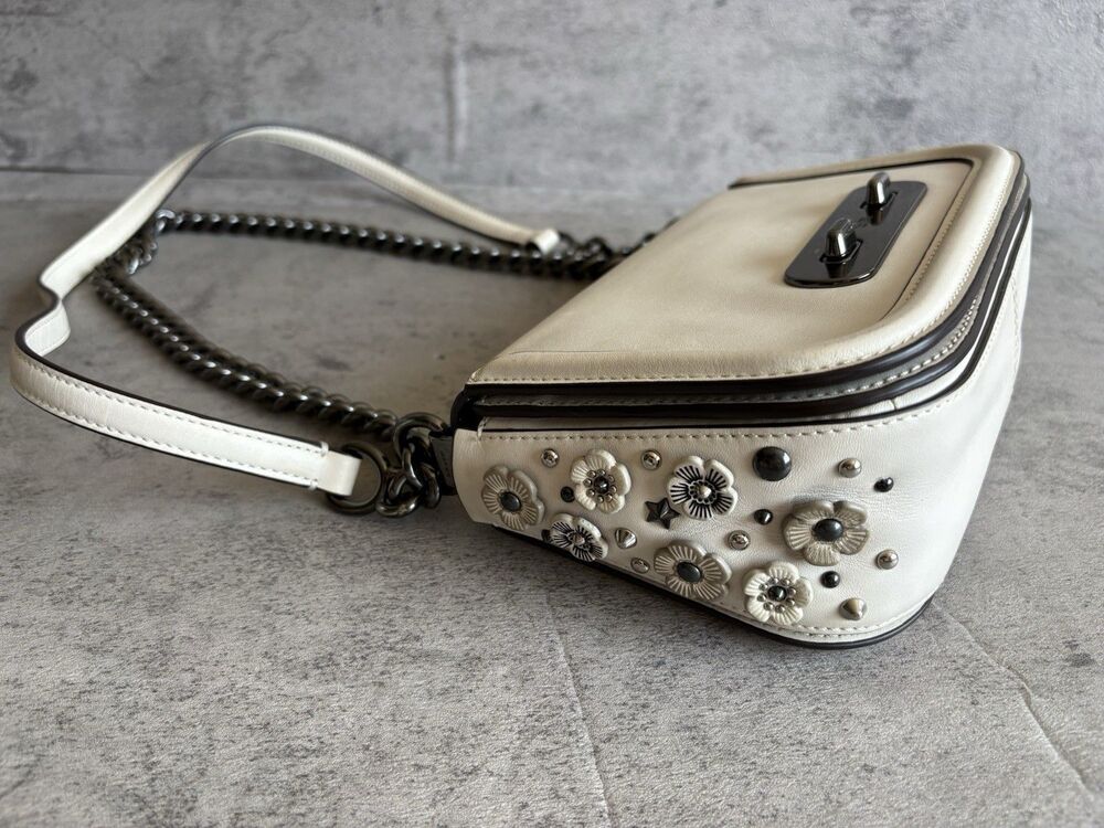 Coach Swagger 20 Willow Floral Tea Rose Crossbody Bag Glovetanned Leather Chalk - Picture 7 of 8